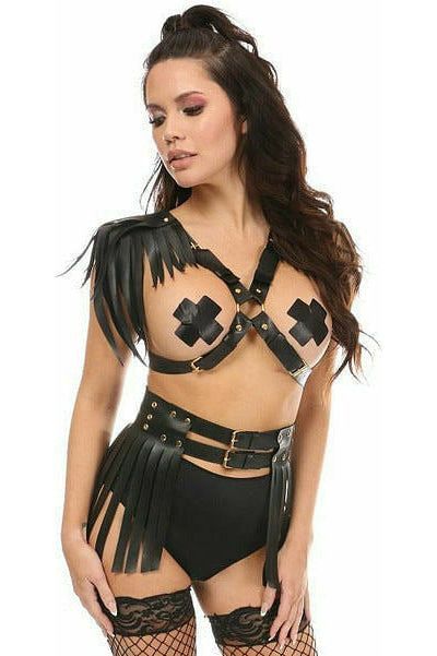 Fringe Shoulder Harness, COLOR: Black, Size: Regular