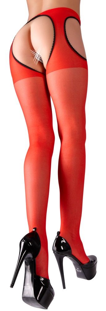 Suspender Belt Pantyhose, Size: Large-Xlarge, COLOR: Red-Black