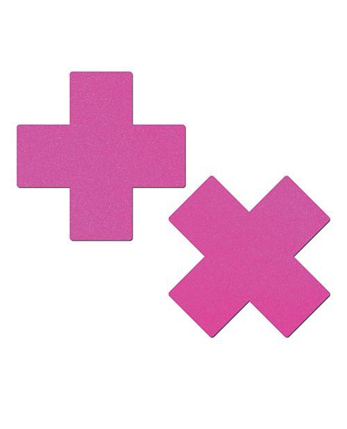 Basic Plus X Black Light Reactive Pasties, COLOR: Pink, SHAPE: Cross