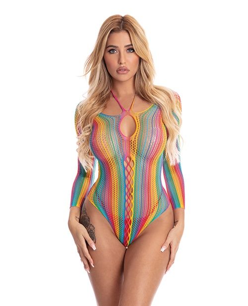 More Color Long-sleeved Bodysuit, COLOR: Rainbow, Size: Standard