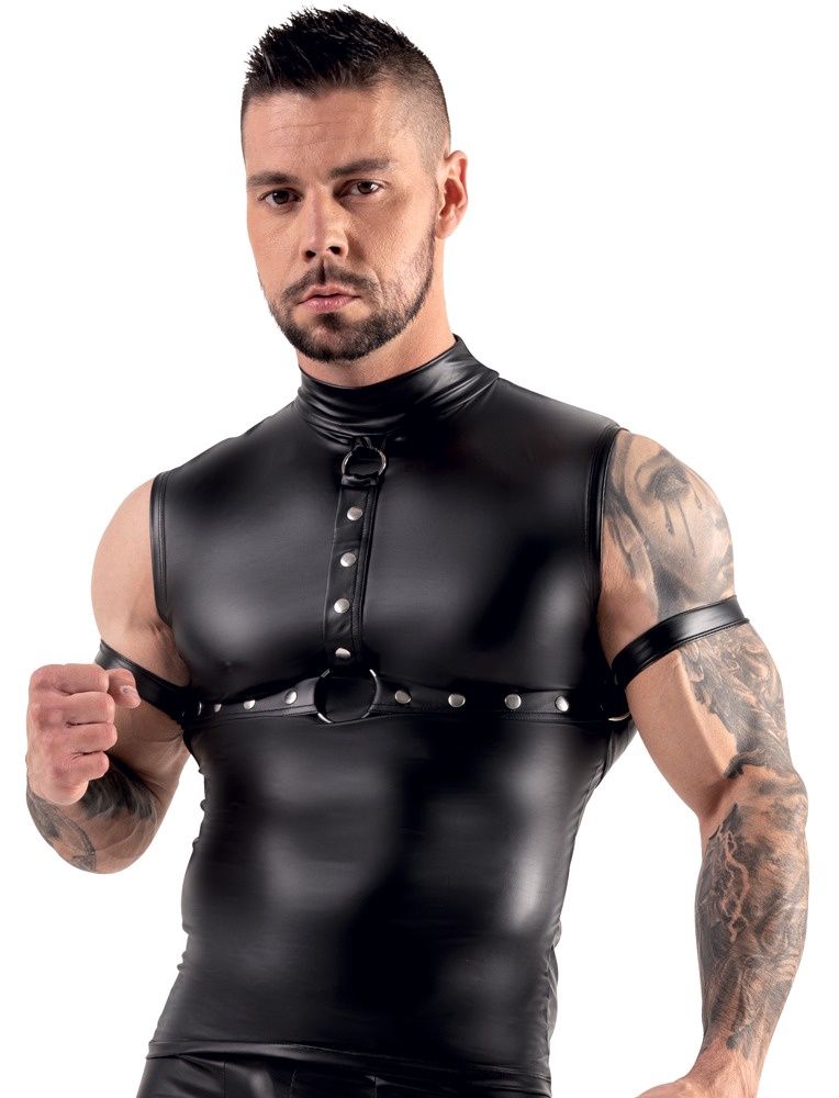 MATTE TOP W/ HARNESS, Size: LARGE, COLOR: BLACK