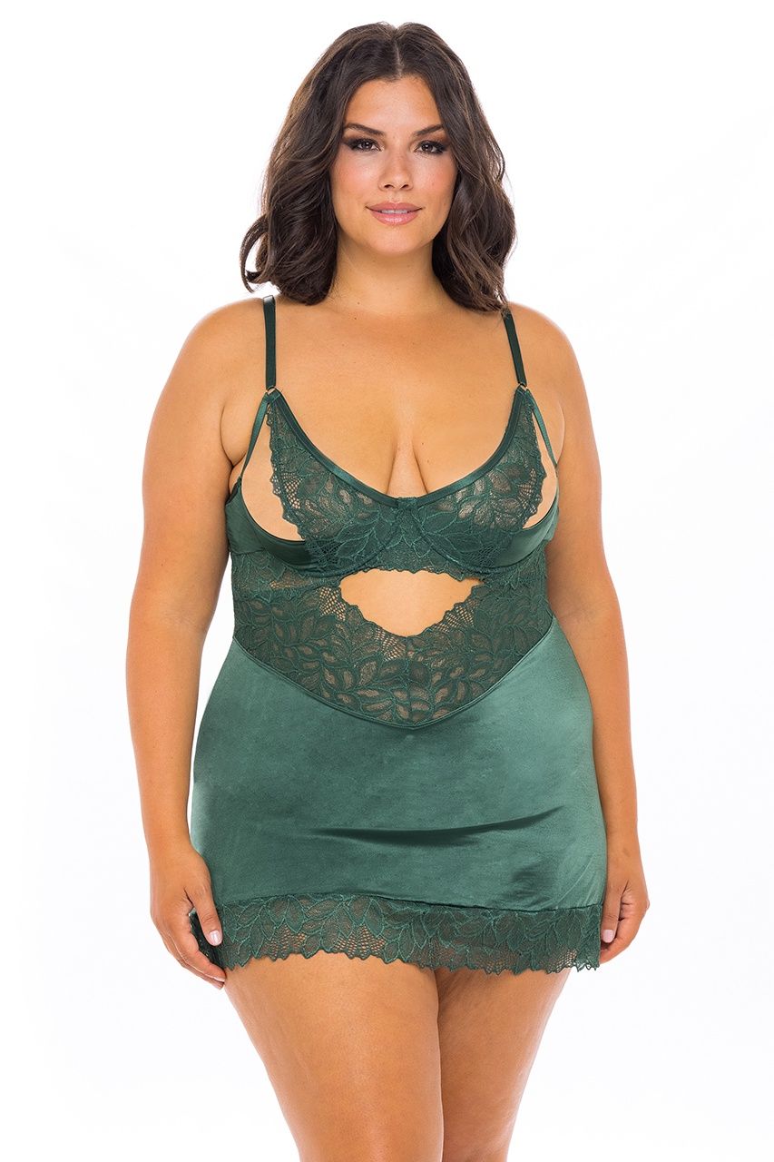 BABYDOLL W/ SLING AND RING DETAIL, Size: 2XLARGE, COLOR: GREEN