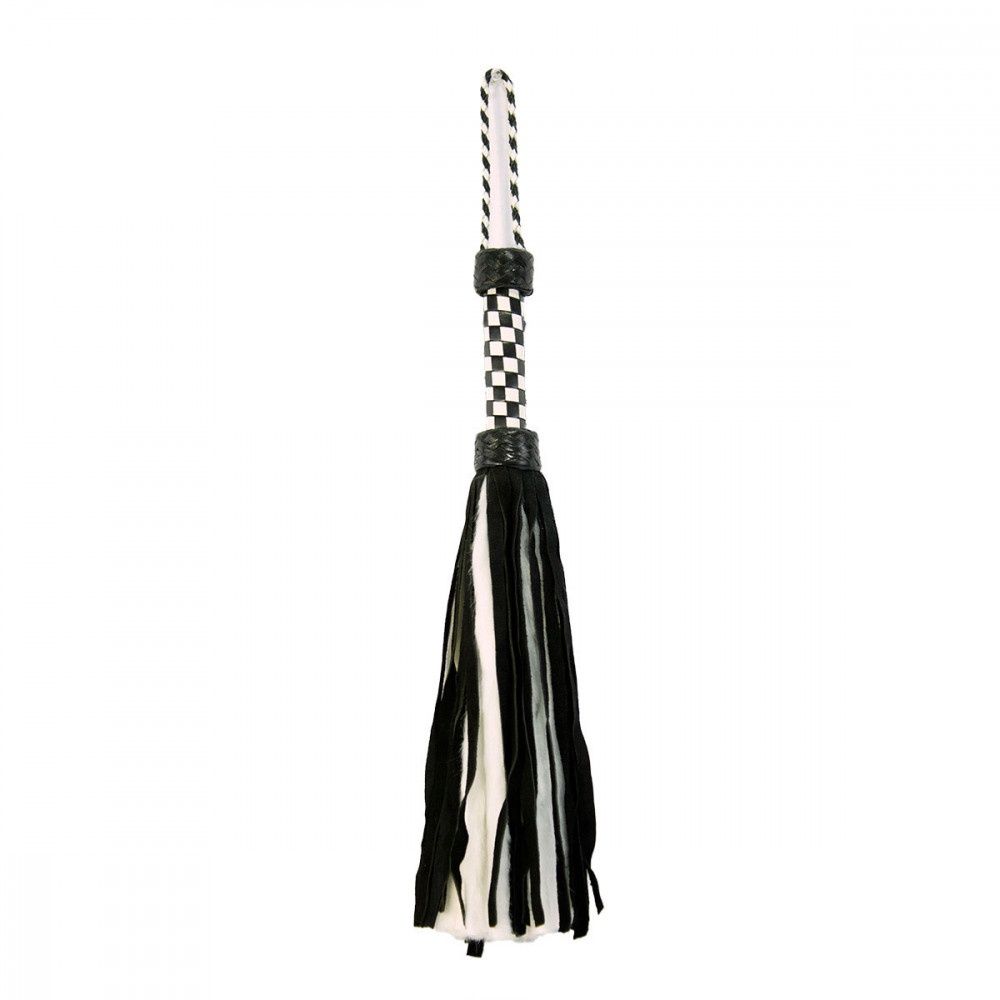Suede and Fluff Mini Flogger, Size: 18 inch, COLOR: White/Black