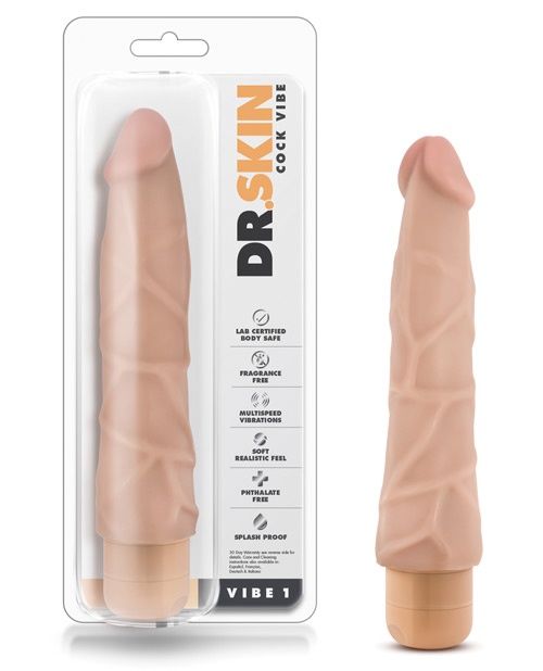 Dr. Skin Cock Vibe #1, COLOR: BEIGE, Size: 9 IN