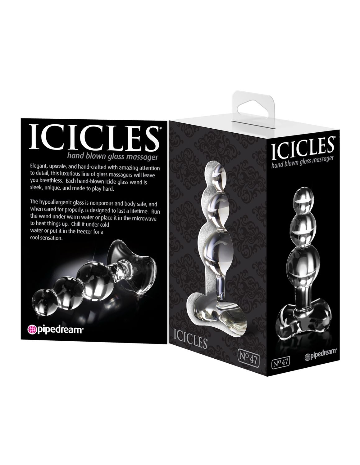 Icicles No. 47 Beaded Glass Anal Plug, COLOR: Clear, Size: 3 IN