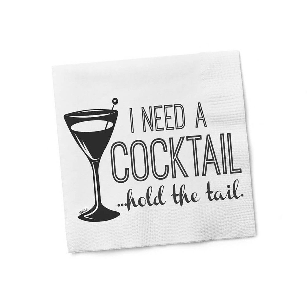 I Need a COCKtail napkins, COLOR: WHITE, Size: 20PK