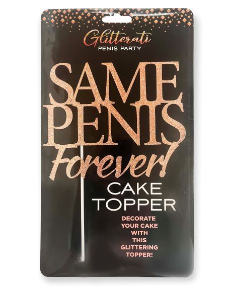 Glitterati Same Penis Forever Cake Topper, COLOR: Rose Gold