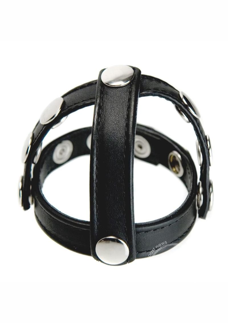 Leather Snap-on Cock and Ball Harness, COLOR: Black, Material: Leather