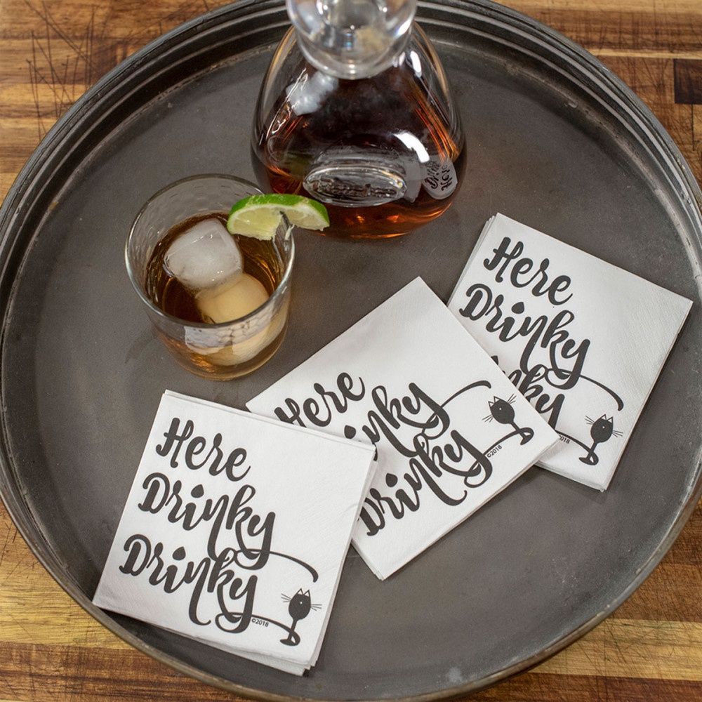 Here Drinky Drinky Napkins, COLOR: White, Size: 20 PK