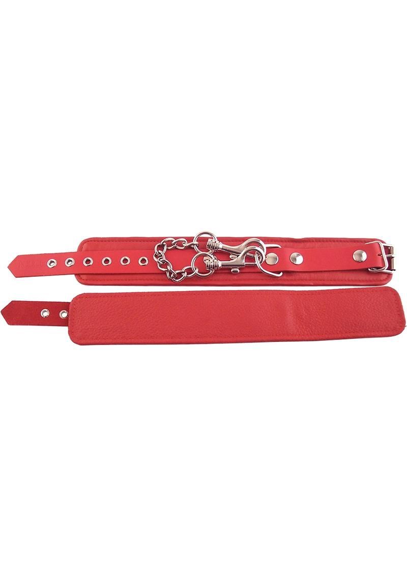 Plain Leather Adjustable Ankle Cuffs, Size: 40X5.5CM, COLOR: Red