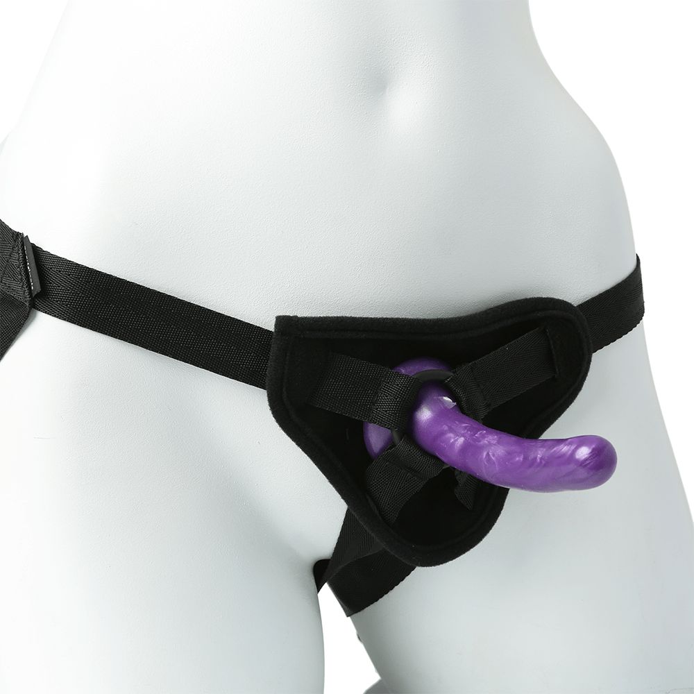 Sex &amp; Mischief Strap-On and Silicone Dildo Kit, COLOR: Black-Purple