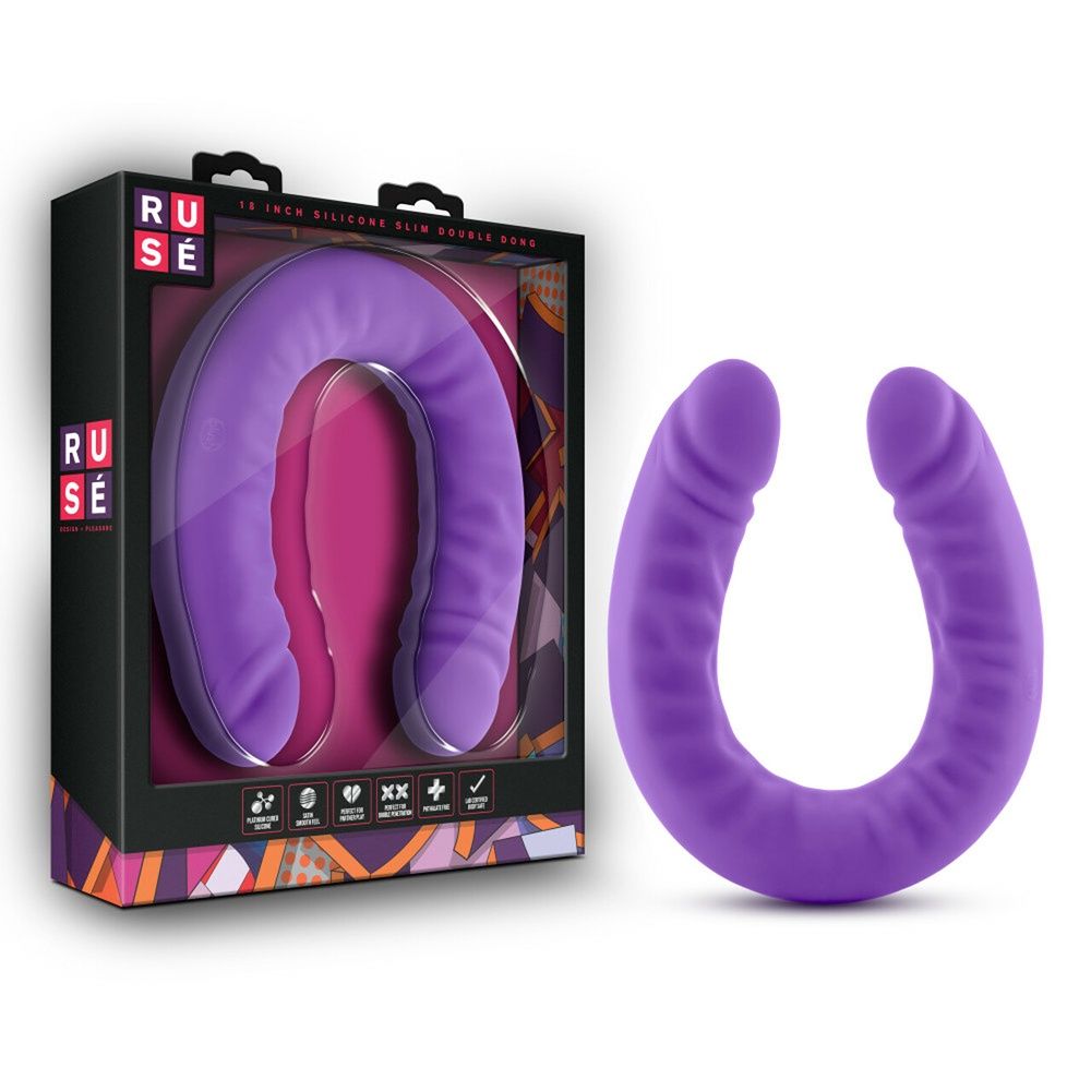 Ruse Silicone Slim Double Dong, COLOR: Purple, Size: 18 in