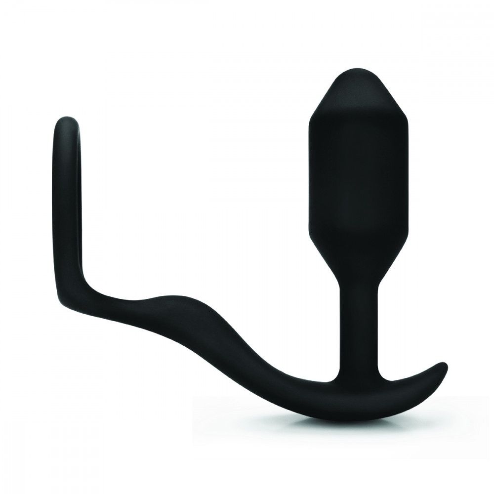 Snug &amp; Tug Vibrating Weighted Plug &amp; Penis Ring, COLOR: Black, Size: Medium