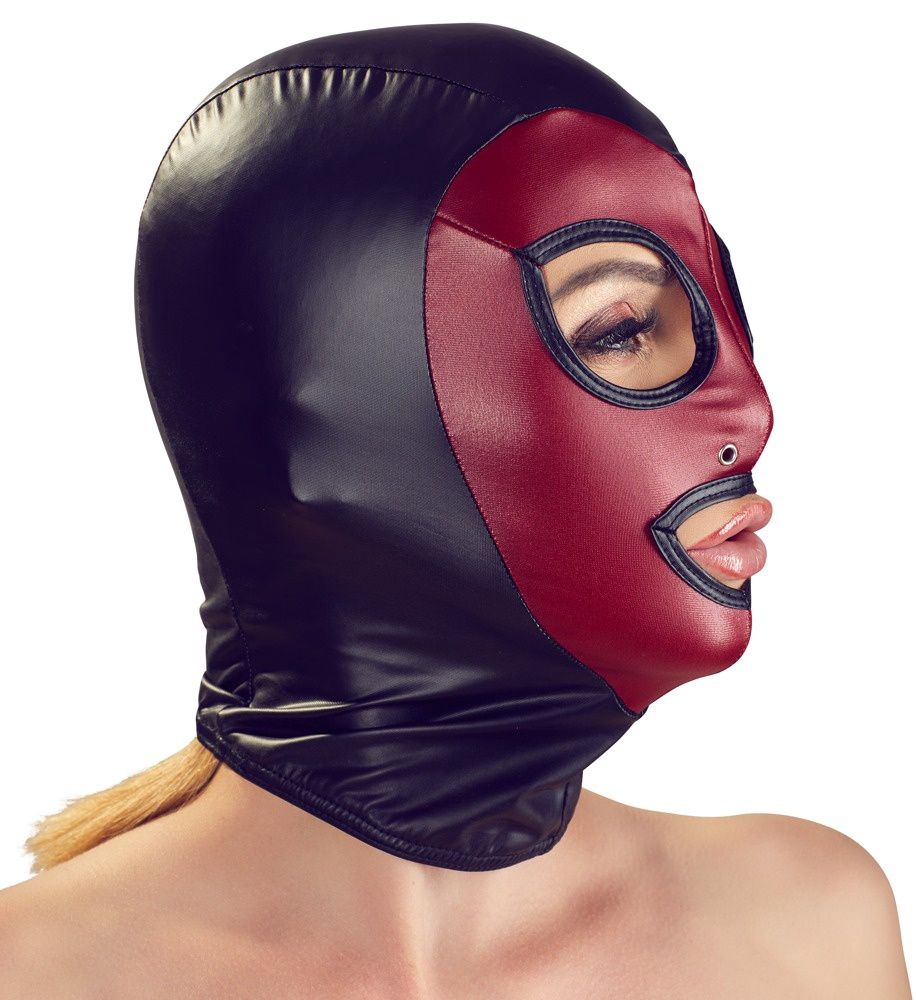 OPEN EYE AND MOUTH MASK, COLOR: Black-Red