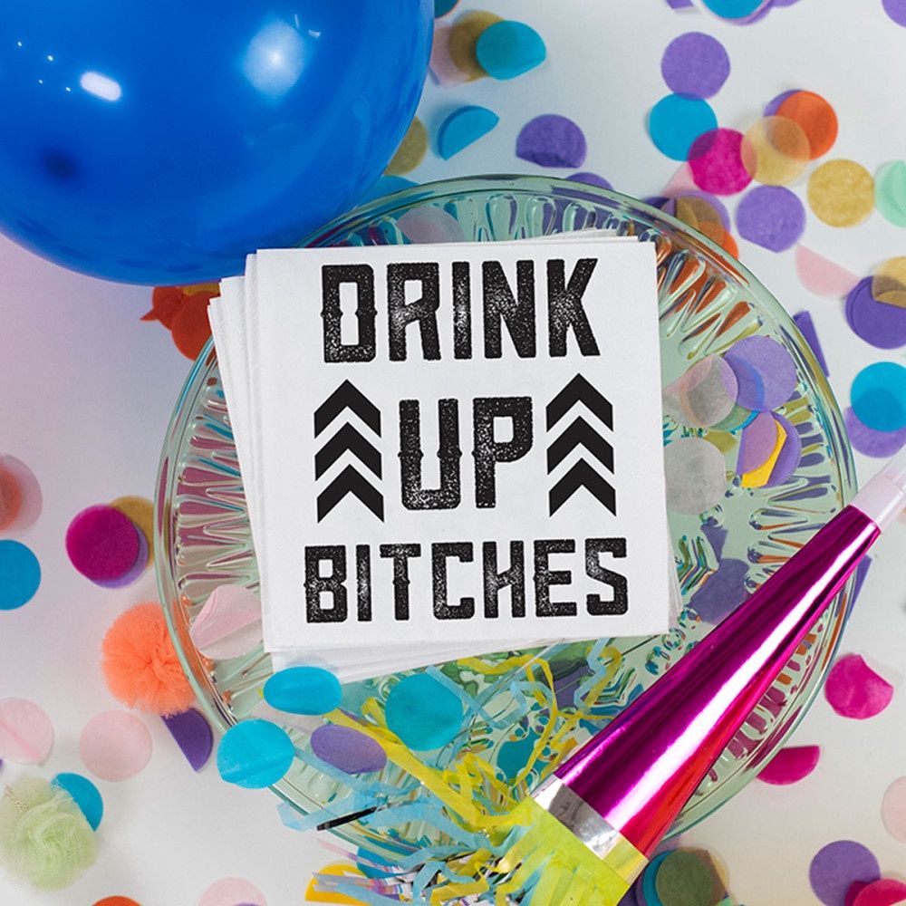 Drink Up Bitches Napkins, COLOR: WHITE, Size: 20PK