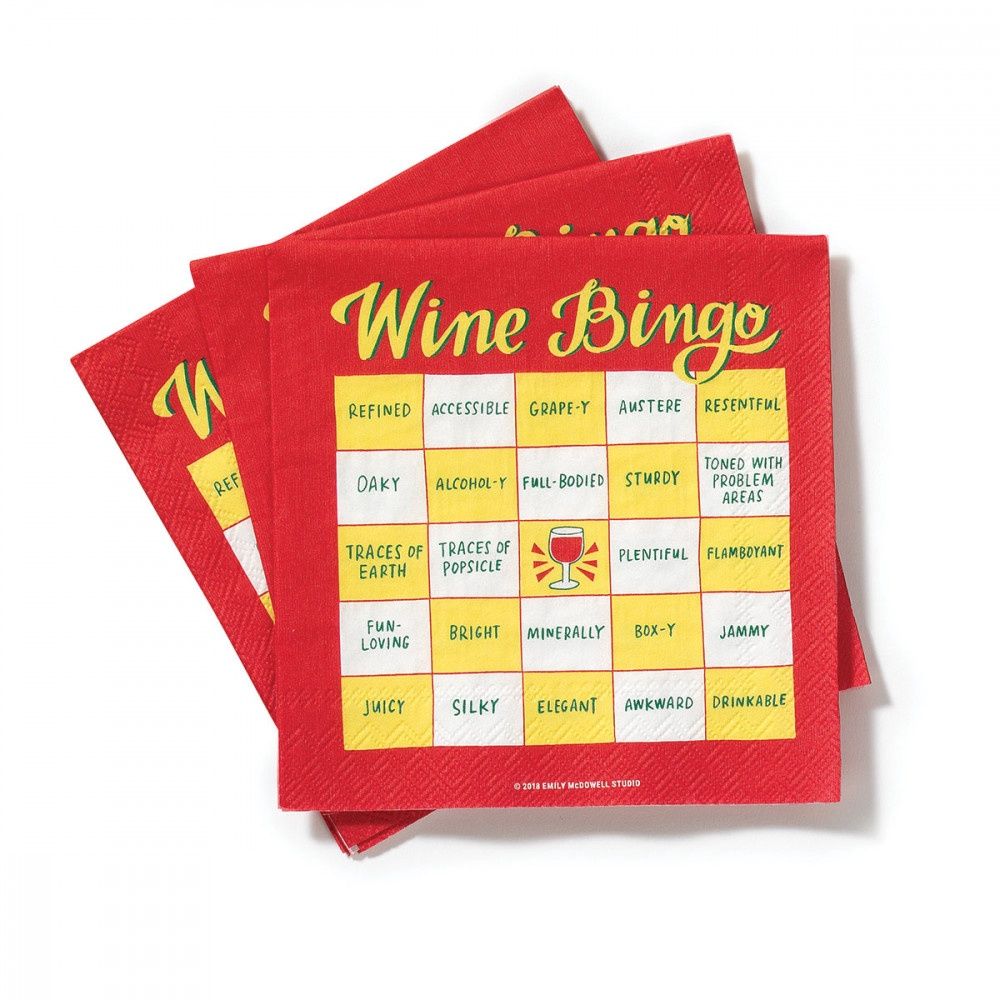Wino Bingo Napkins, COUNT: 20, COLOR: Red