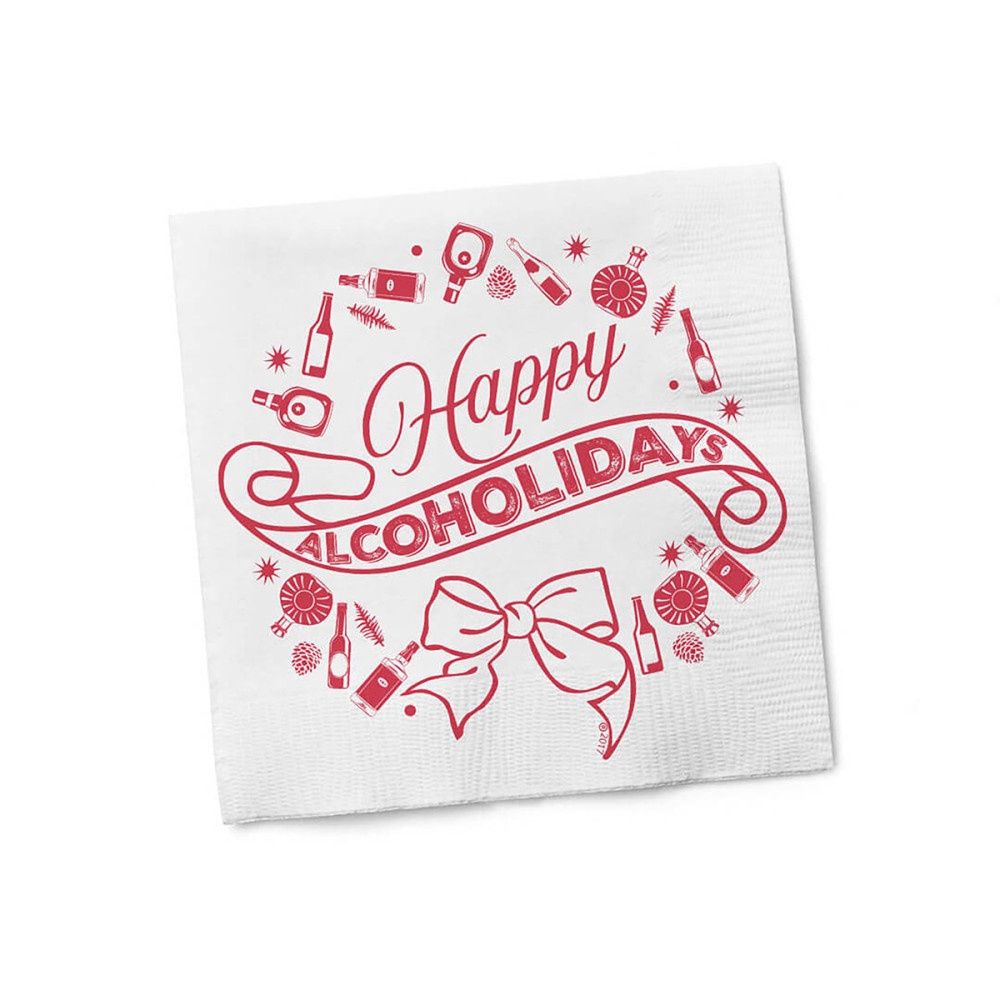 Happy Alcoholidays Napkins, COLOR: White, Size: 20 PK