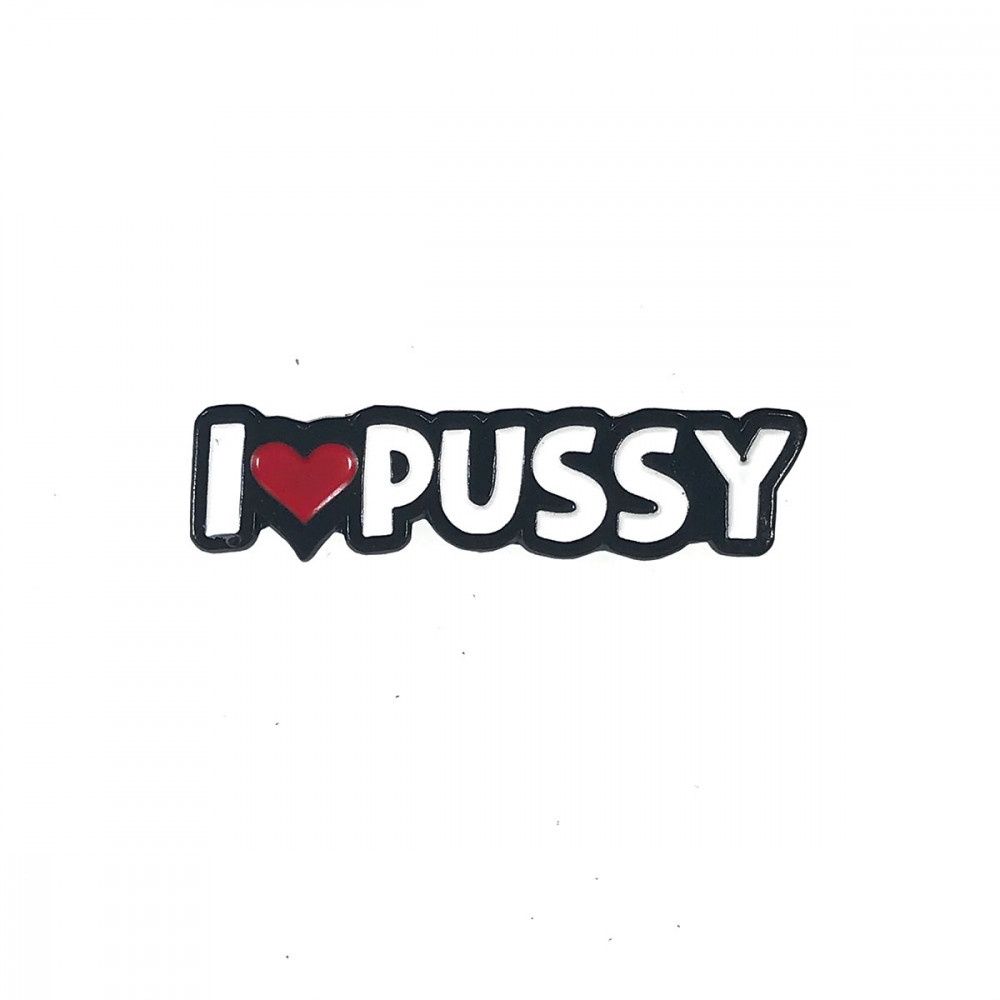 I Heart Pussy Pin, Size: 2", COLOR: White