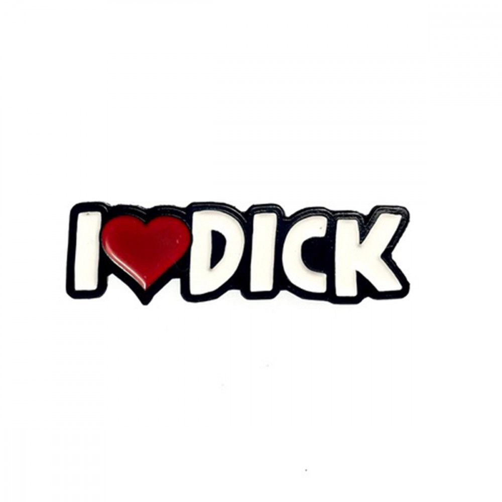 I Heart Dick Pin, COLOR: White-Red, Size: 2.5"