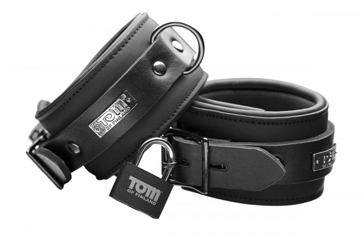Tom of Finland Neoprene Wrist Cuffs, COLOR: Black