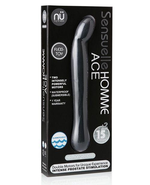 Homme Ace Dual Motor Massager, COLOR: Black, MODES: 15 FUNC