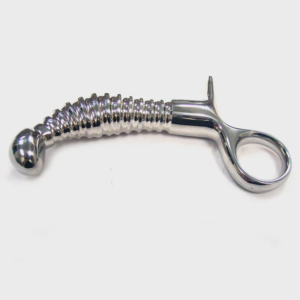Ribbed Stainless Steel Anal Plug, COLOR: Stainless Steel, Size: 9.5