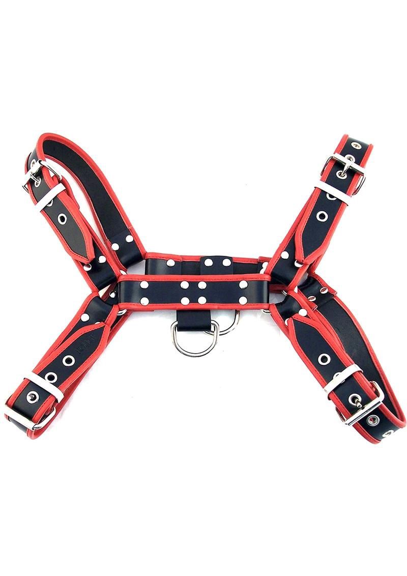 Bulldog Harness, COLOR: Black-Red, Size: XLarge