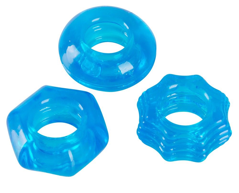 Stretchy Cock Ring Set, COLOR: Blue, Material: TPE