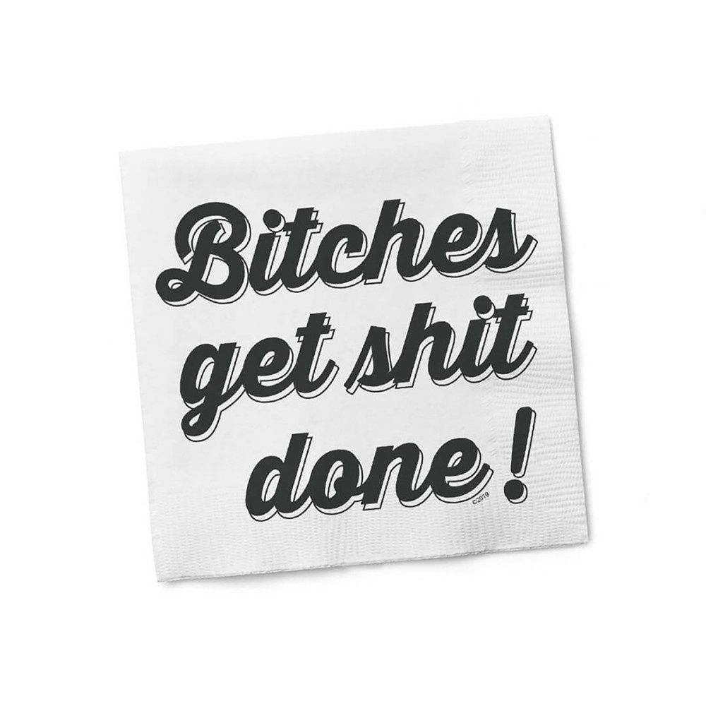 Bitches Get Shit Done Napkins, COLOR: WHITE, Size: 20PK