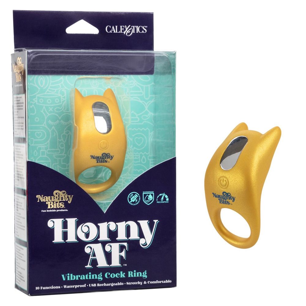 Naughty Bits Horny AF Vibrating Cock Ring, COLOR: Gold