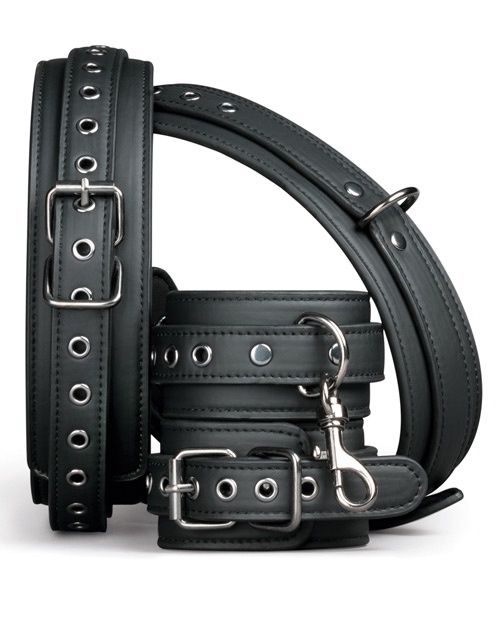 THIGH &amp; WRIST CUFF RESTRAINT SET, COLOR: Black