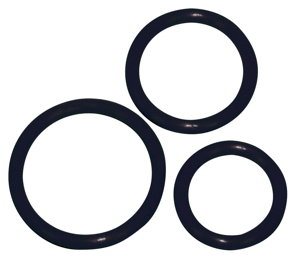 Silicone Cock Ring Set, COLOR: Black, Size: Multiple
