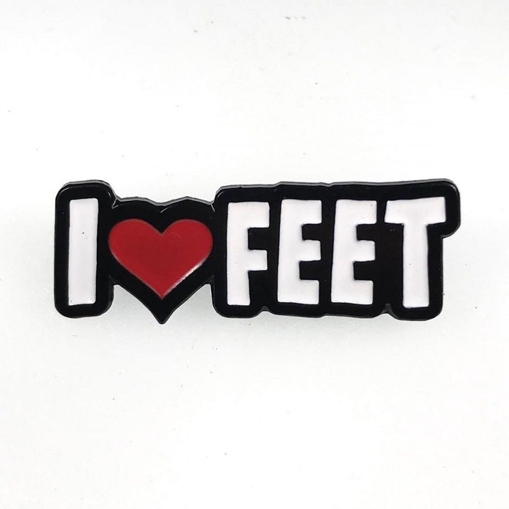 I Heart Feet Pin, Size: 2", COLOR: White
