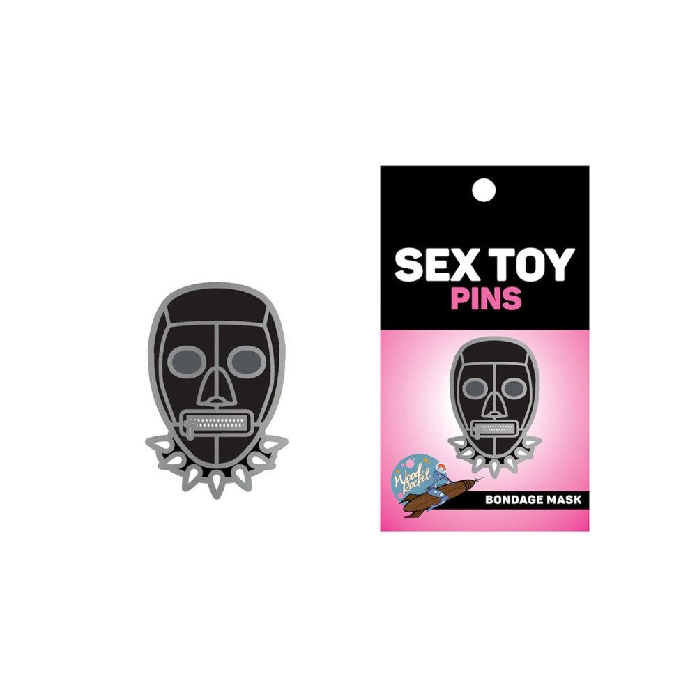 Woodrocket Bondage Mask Pin, Size: 2", COLOR: Black
