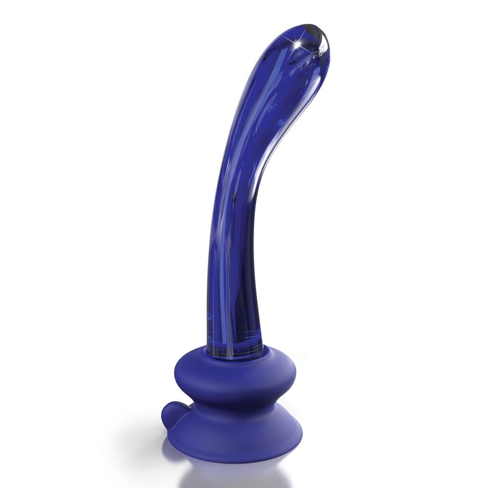 Icicles No. 89 Glass G-Spot Wand with Bendable Silicone Suction Cup, COLOR: Blue, Size: 6.5 IN