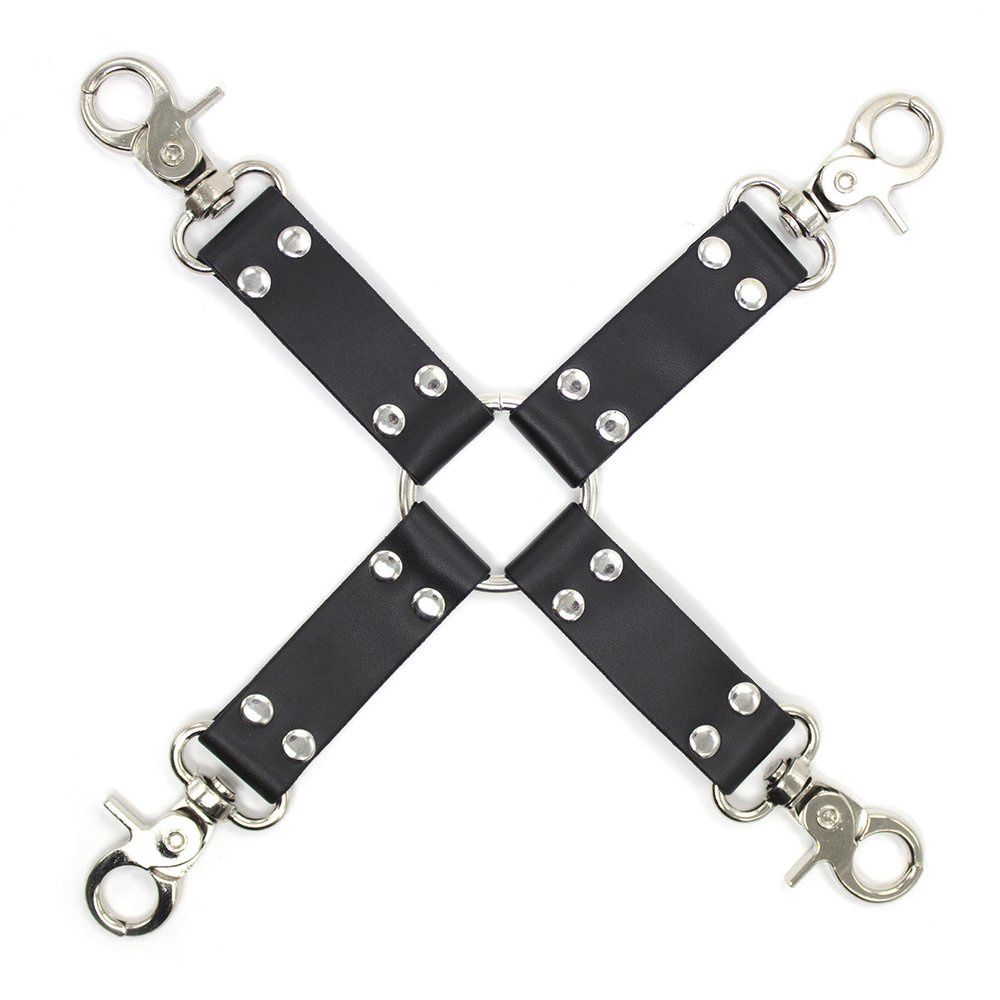 Leather 4 Point Hog-Tie Restraint, COLOR: Black