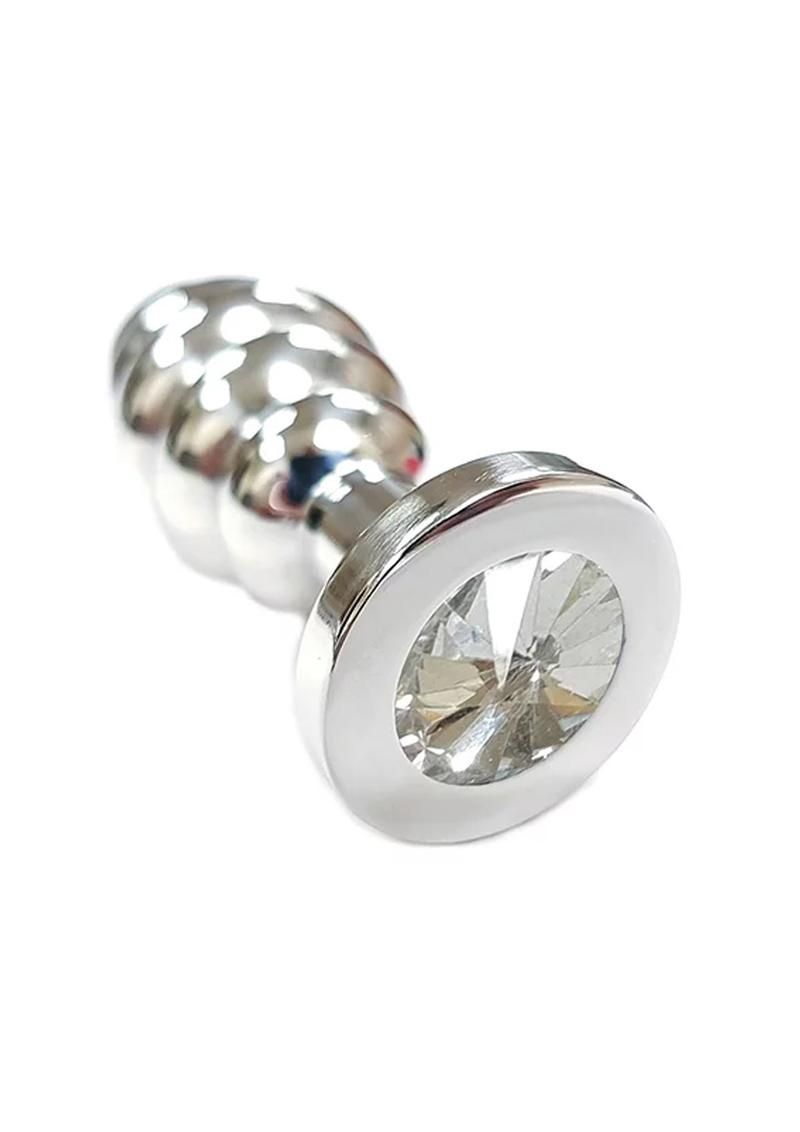 Threaded Stainless Steel Jeweled Plug, COLOR: CLEAR, Size: MEDIUM