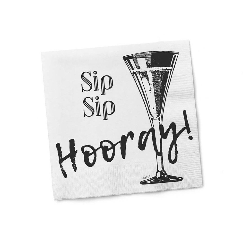 Sip Sip Hooray Napkins, COLOR: White, Size: 20PK