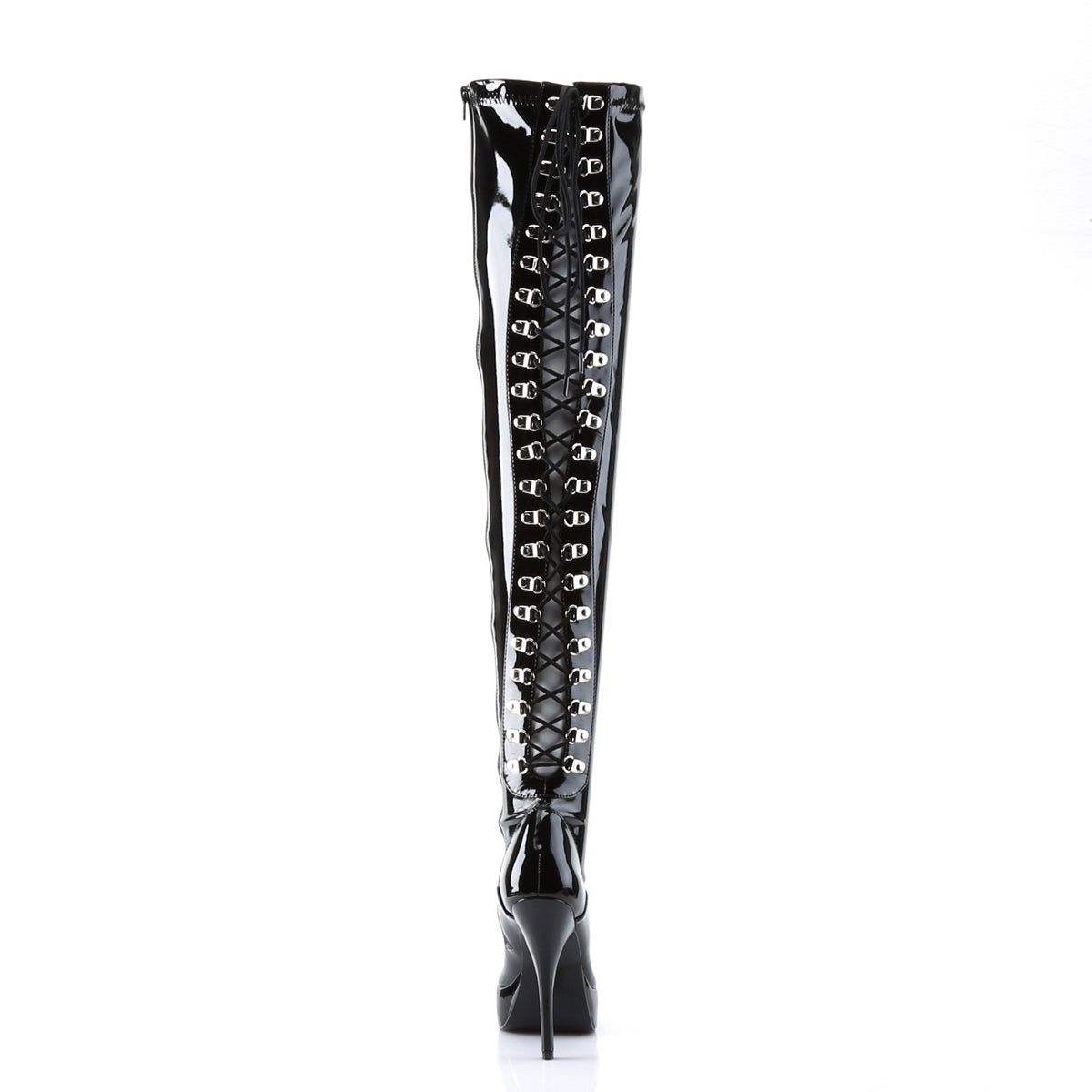 INDULGE-3063 THIGH BOOT W/ LACE, COLOR: BLACK, Size: 10