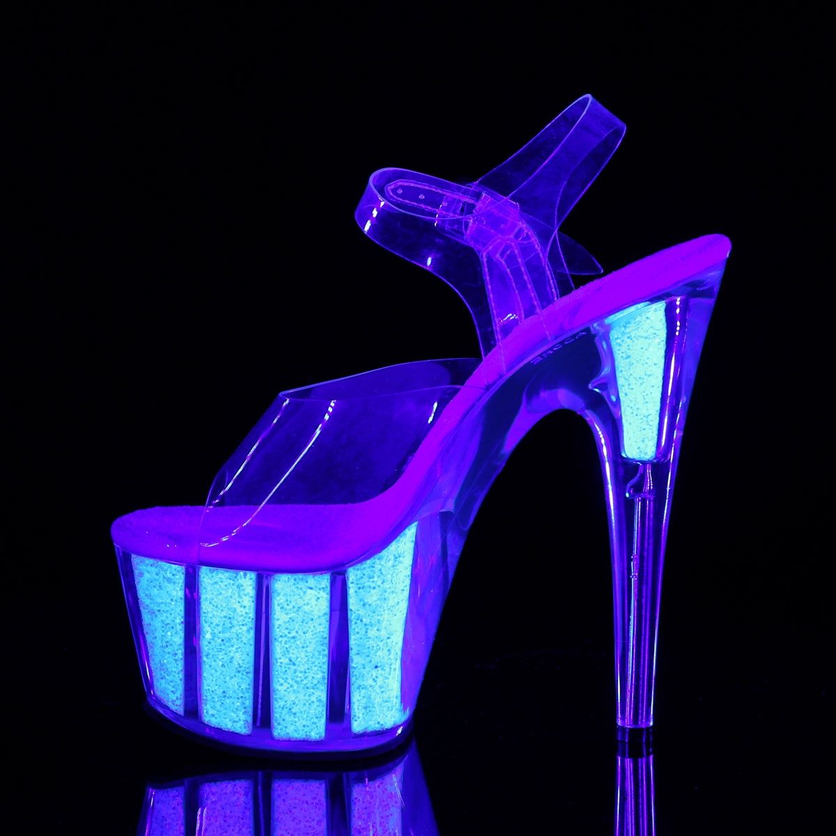 ADORE-708 UV 7" HEEL, COLOR: CLEAR/ N. WHITE, Size: 11