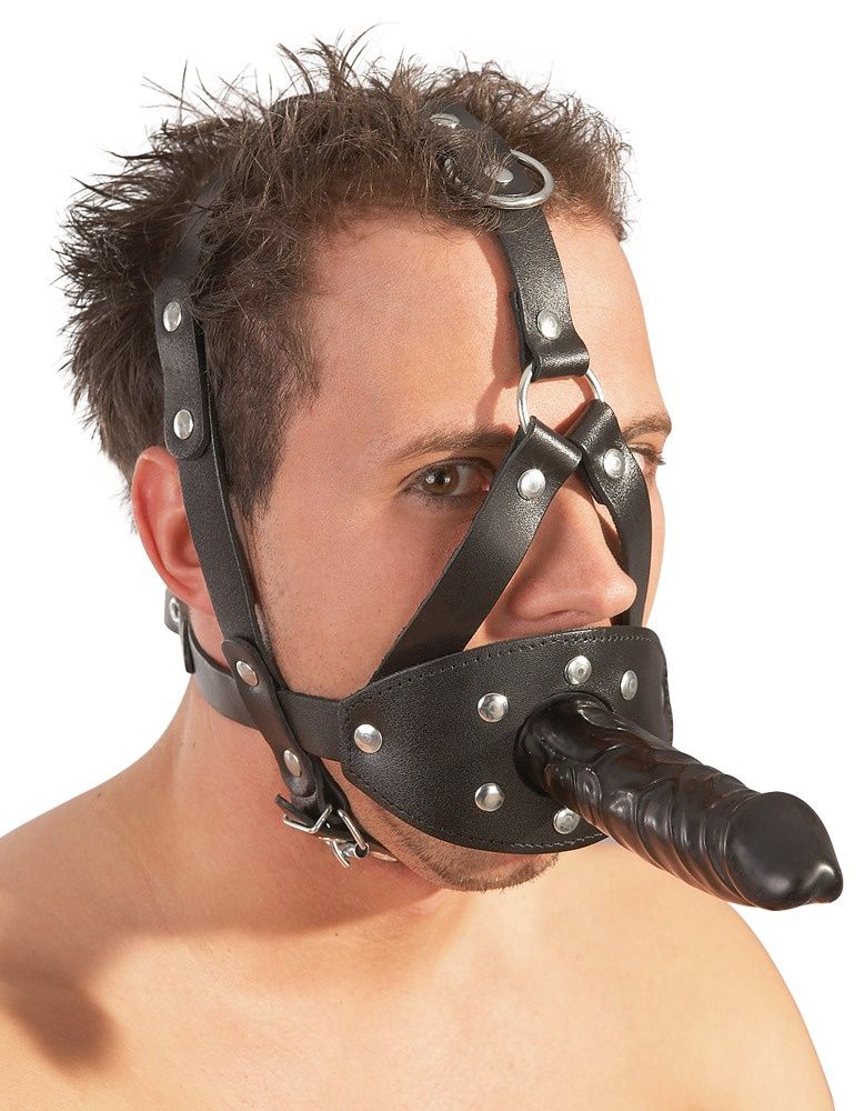HEAD HARNESS DILDO GAG, Size: 5 IN, COLOR: BLACK