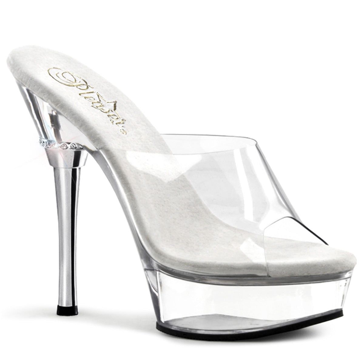 ALLURE CHROME HEEL SLIDE 5.5" H, Size: 11, ATTRIBUTE: CLEAR/CLEAR