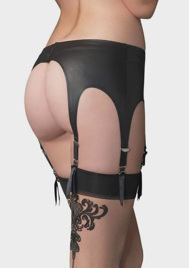 Matte 6 Strap Garter Belt, COLOR: Black, Size: Standard