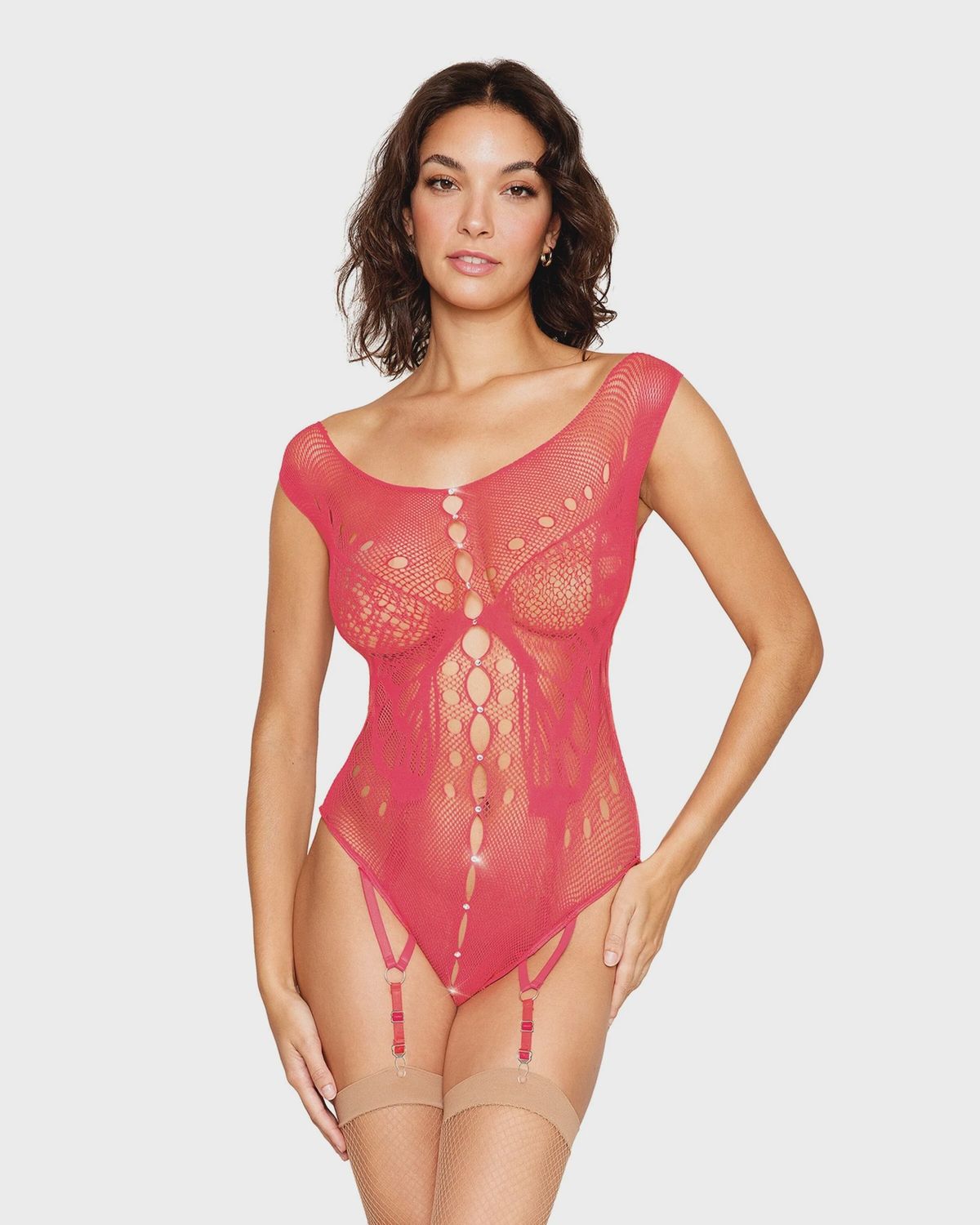 Butterfly net Garter Teddy, COLOR: Watermelon, Size: One Size