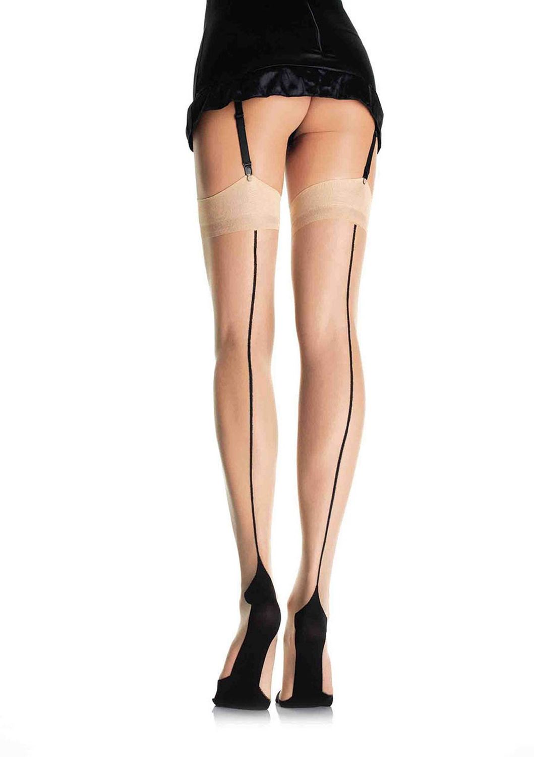 Cuban Heel Lycra Thigh Highs, COLOR: Nude-Black, Size: One Size