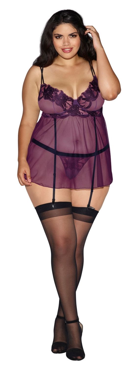 2 STRAP MESH GARTER BABYDOLL