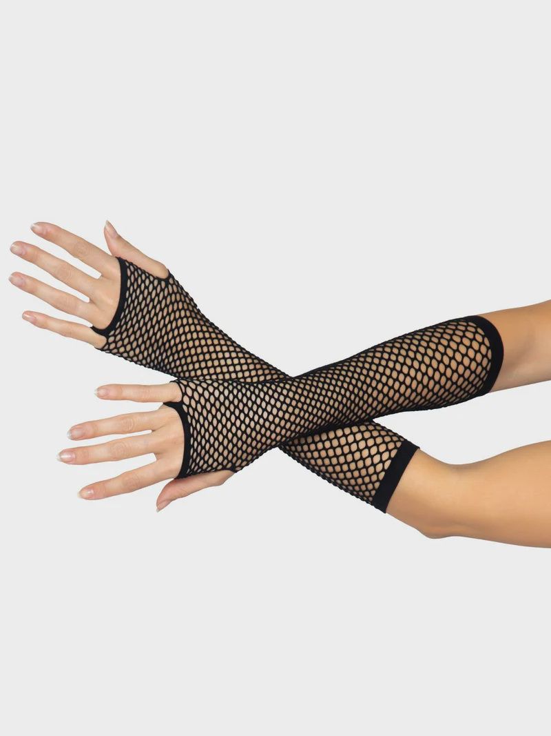Triangle Net Fingerless Gloves, COLOR: Black, Size: Standard