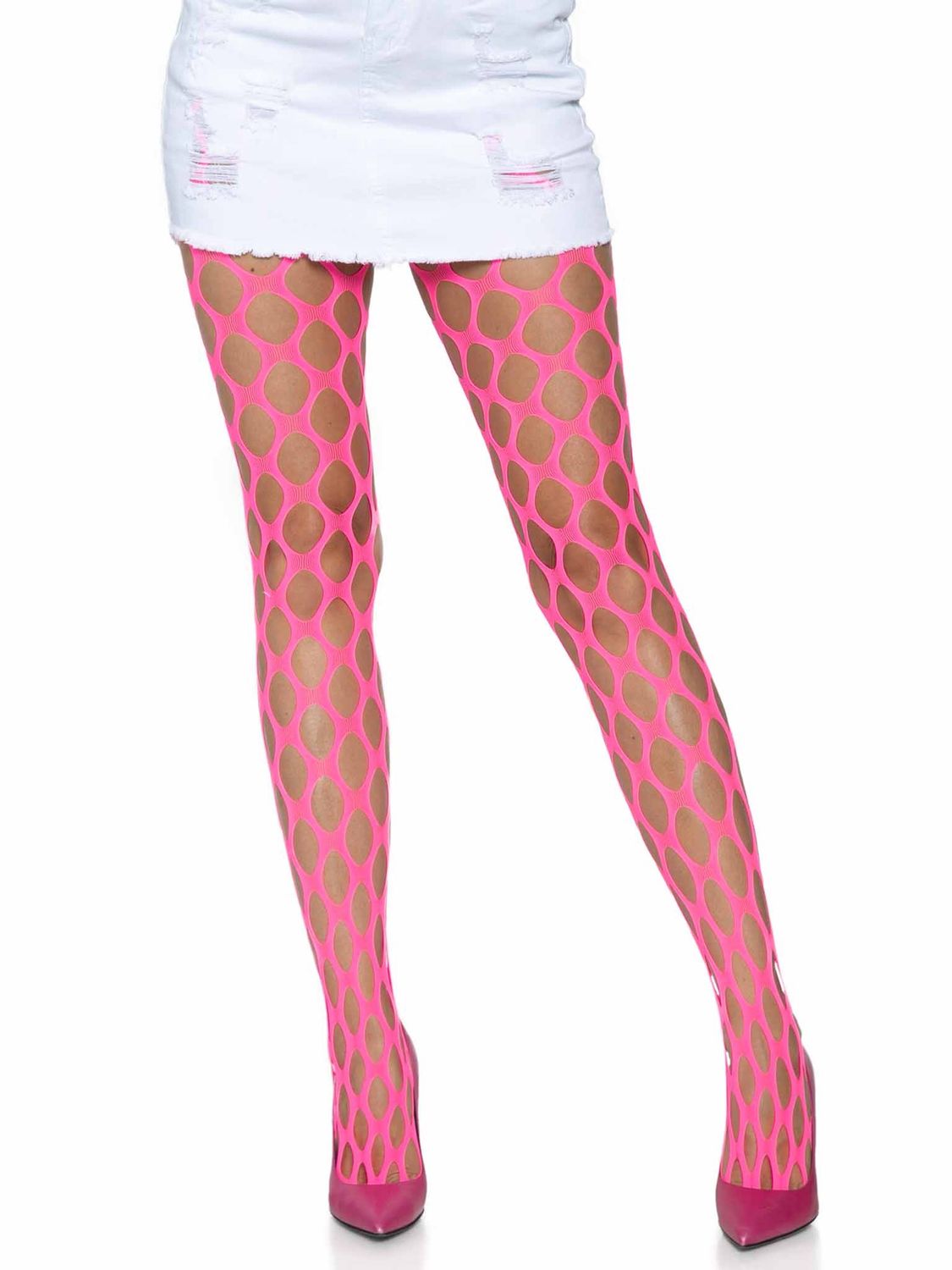Jumbo Pothole Net Tights, COLOR: Pink, Size: Standard