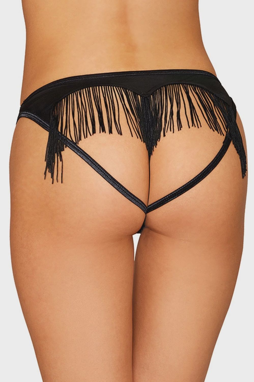 Fringe Heart Panty, COLOR: Black, Size: XLarge