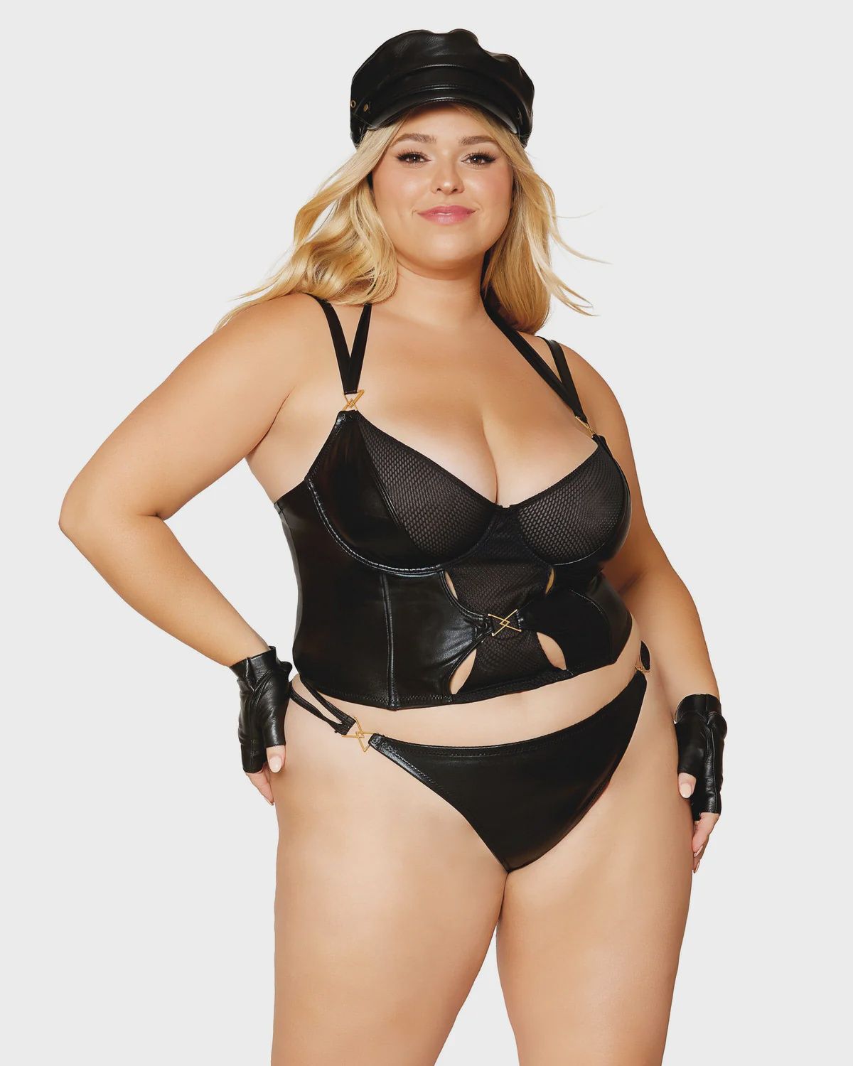 Crop Bustier &amp; Thong, COLOR: Black, Size: Large